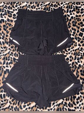 (2) Lululemon Hotty Hot High-Rise Lined Short 4”size 4 Black Athletic Shorts